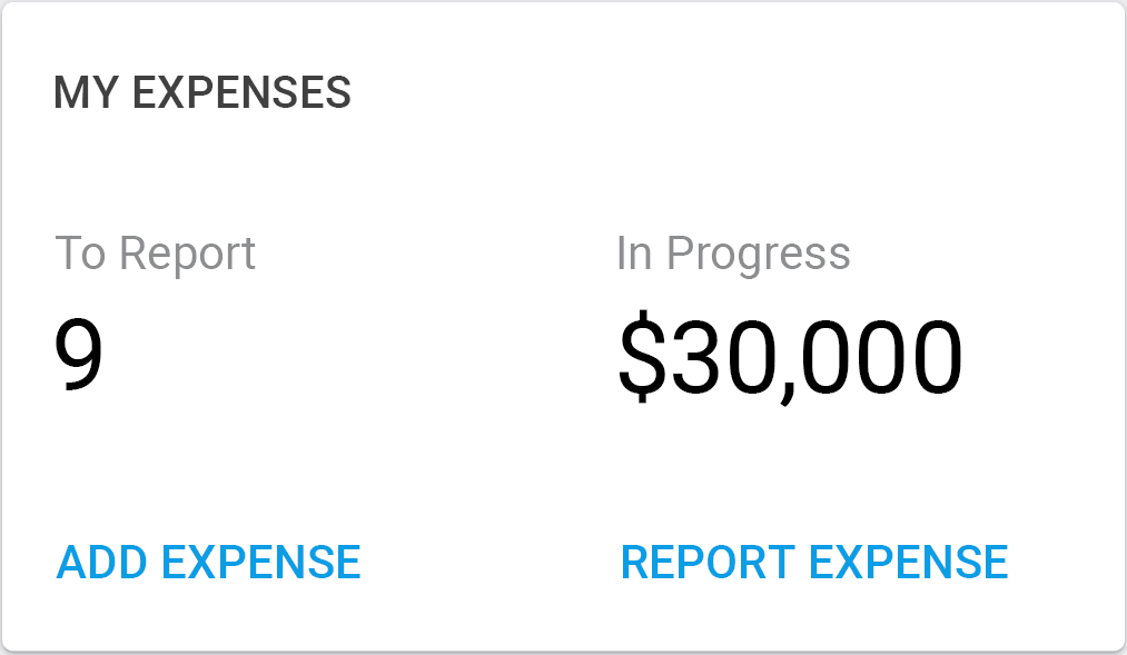 Screenshot of the NetSuite for Android My Expenses portlet