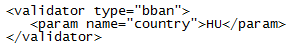 Code sample showing proper use of bban as a validator type.