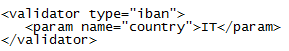 Code sample showing proper use of iban as a validator type.