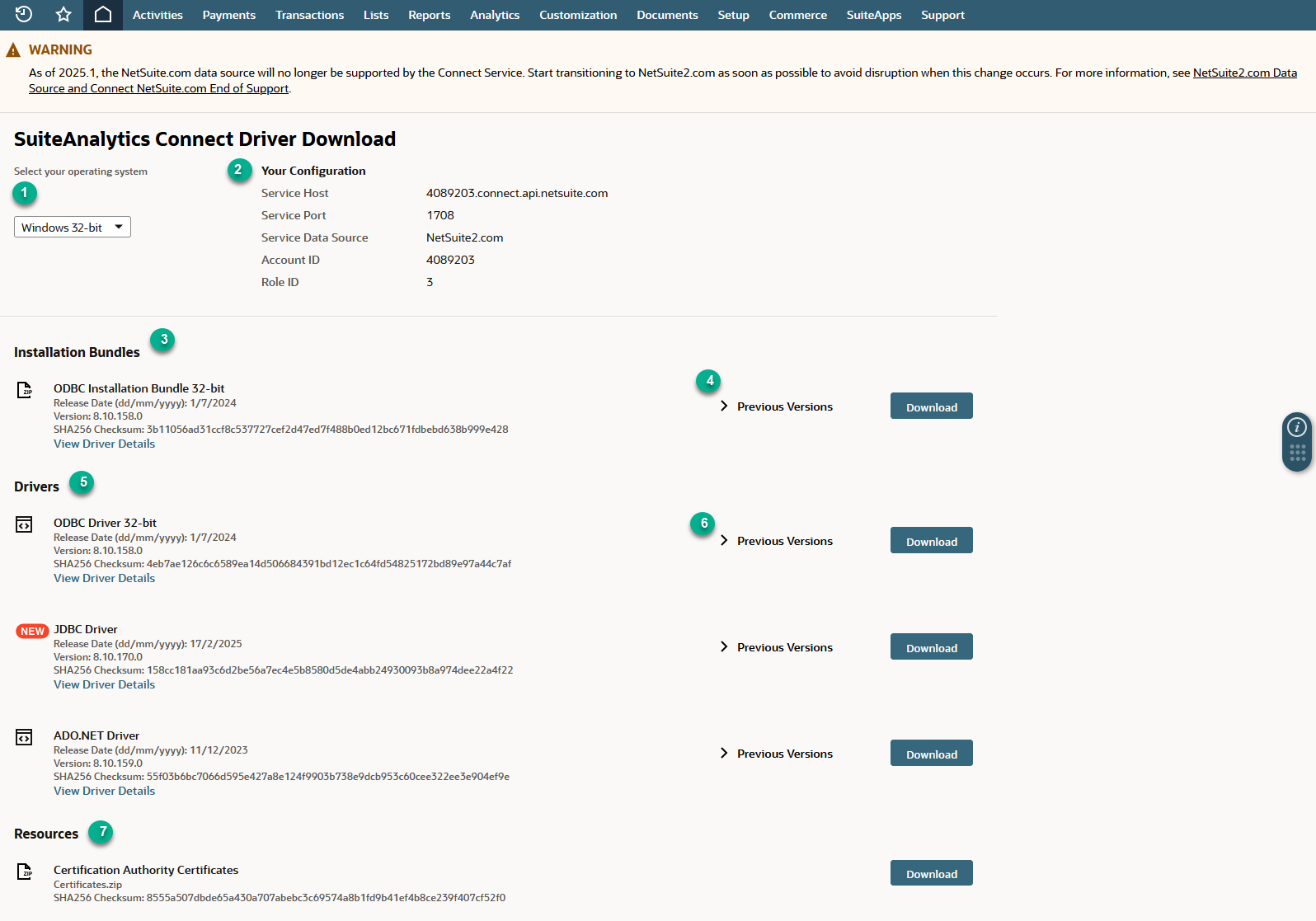 Driver download page