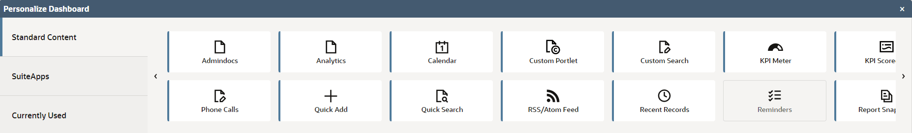 Personalize Dashboard content