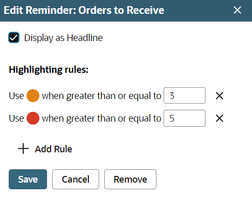 Edit reminder: Orders to Receive popup window.
