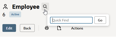 Quick Find keyword popup window.