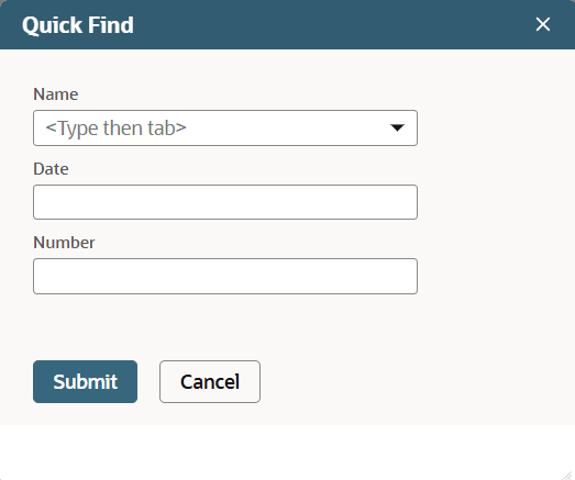 Quick Fnd popup window.