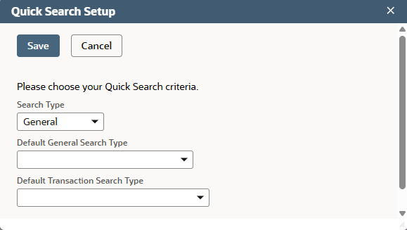 Quick Search Setup portlet