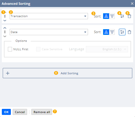 Advanced Sorting window