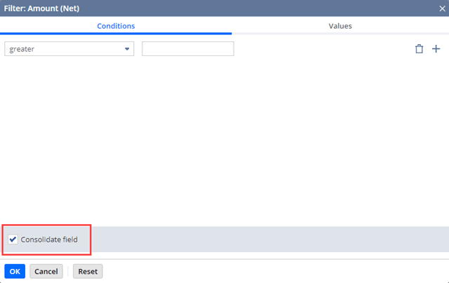 Consolidate field checkbox