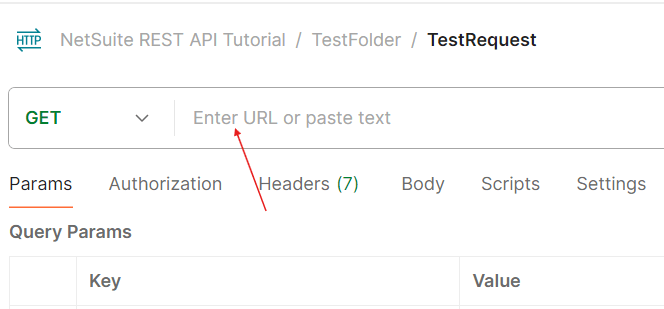 Arrow indicating where to insert URL