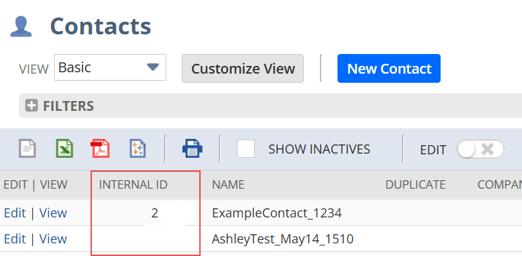 Image indicating where to find internal IDs in your account