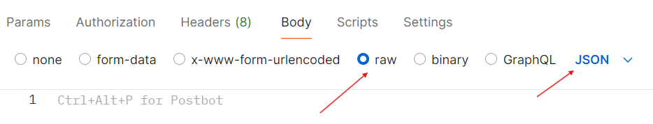 Arrows indicating which options to select