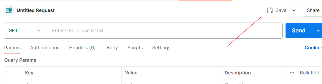 Image with arrow to indicate the Save button to save a GET request
