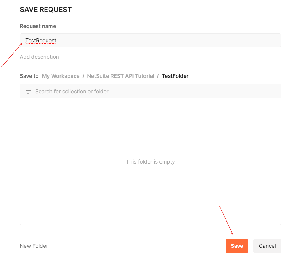 Save Request dialog