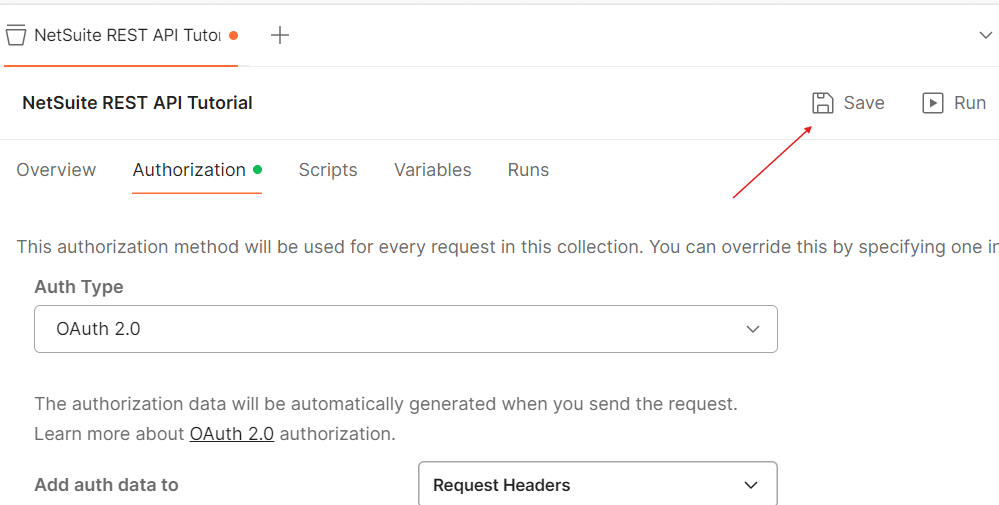 Save button in Postman