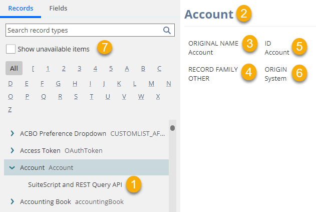 An example of the record type overview for account record type