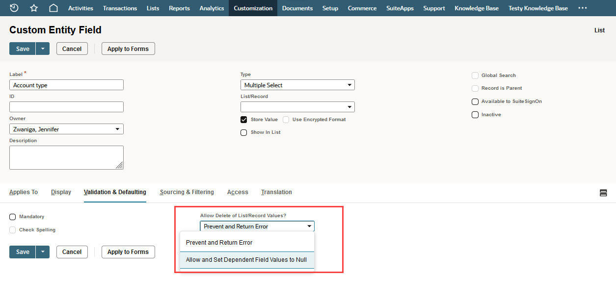 Associated Sales Transaction field on credit memo showing only sales orders for a customer.
