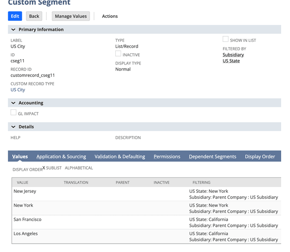 Custom segment Filter by field showing filtering setup example.