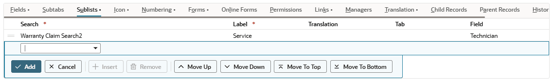 Custom sublist add sublist example.