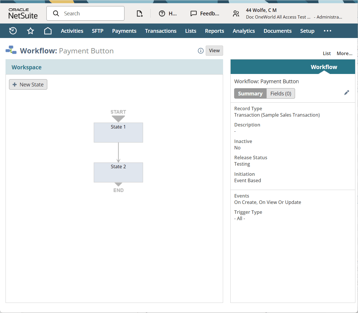 Sample sales transaction workflow.
