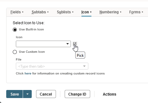 Sample Icon subtab showing icon picker.