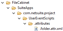 FileCabeint SuiteApps UserEventScripts folder expanded.