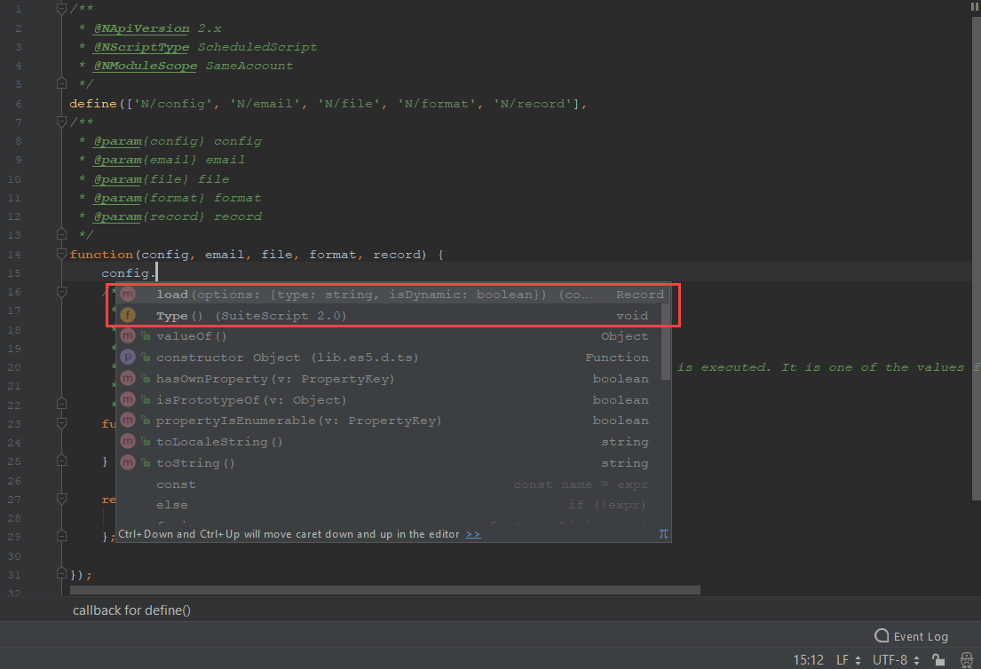 A code completion example.