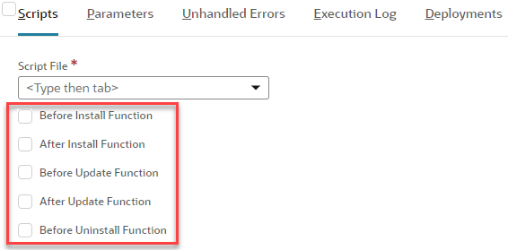 Entry points on Script page for bundle installation script.