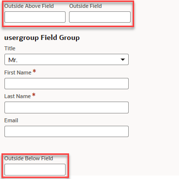Field layout types OutsideAbove, Outside, and OutsideBelow highlighted.