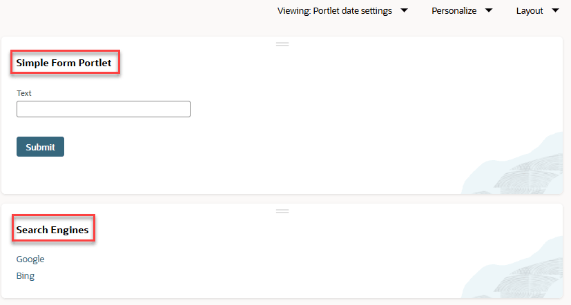 Simple Form Portlet and Search Engines sample.