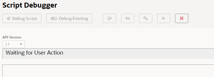 Script Debugger Waiting for User Action indicator.