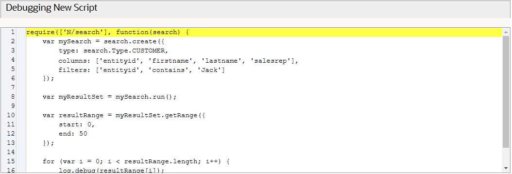 The Script Debugger execution stopped on the script require statement.