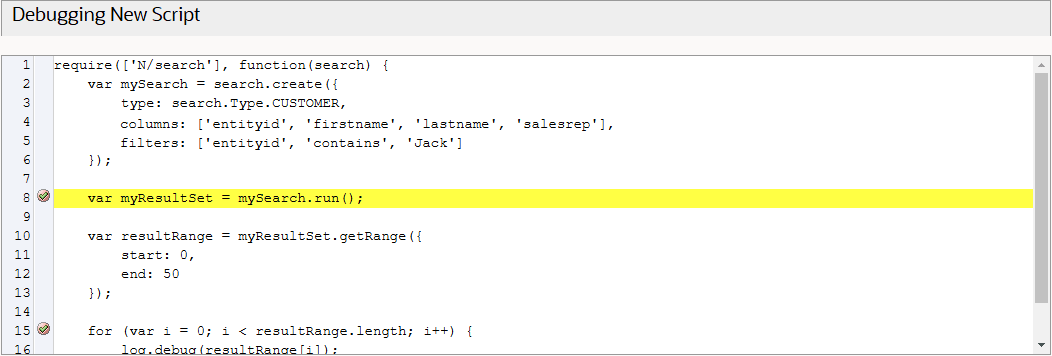Script Debugger stopped on a break point highlights the line.