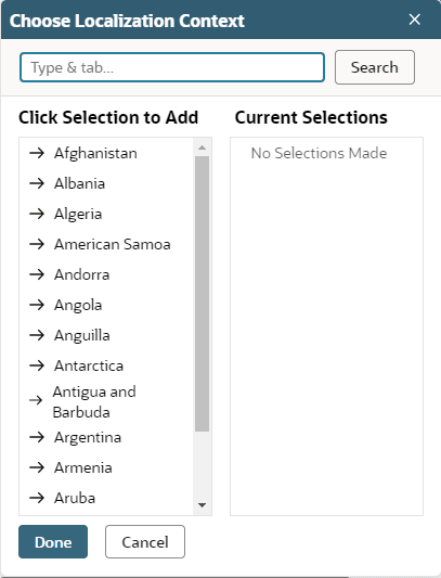 Choose Localization Context window.