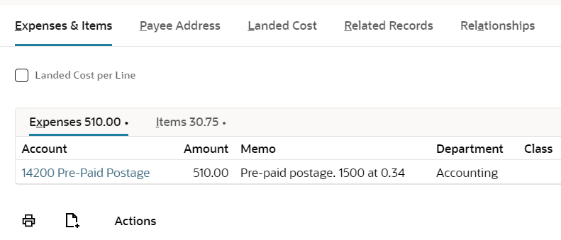 The Expenses sublist in the UI.