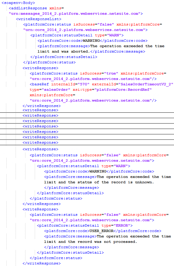 An example of a response of a request that timed out.