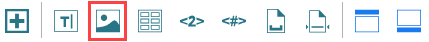 Advanced PDF/HTML Templates New Element toolbar with the Image button outlined in red.