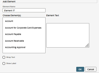 Add Element window
