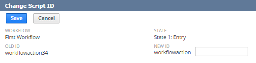 A portion of the Change Script ID window showing the new script ID field.