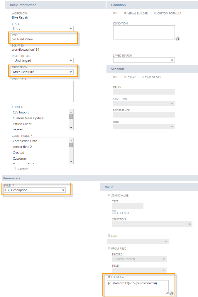 An example of a workflow that shows a Set Field Value action that is set to execute on the After Field Edit trigger.