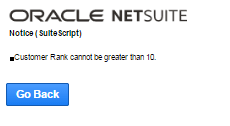 The execution of the Return User Error action on a server trigger.