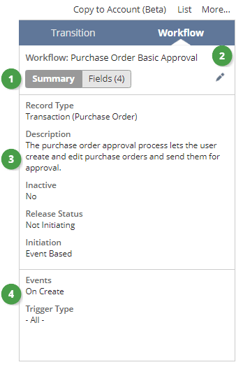 A screenshot of the Workflow tab of a sample workflow.