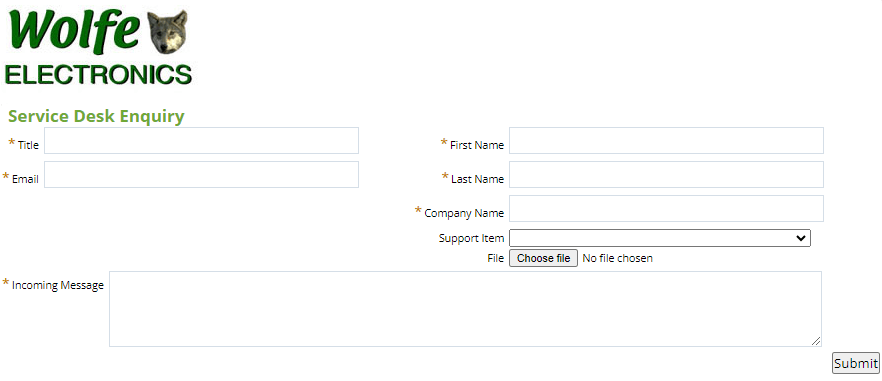 Screenshot of an online case form customers use to contact your support team.