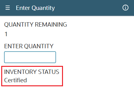 Inventory Status display field