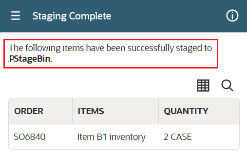 Confirmation message
