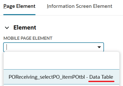 Data table page element