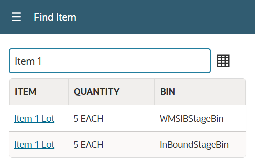 Find Item page