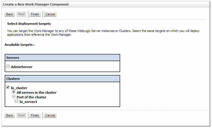 Select bi_cluster as deployment target