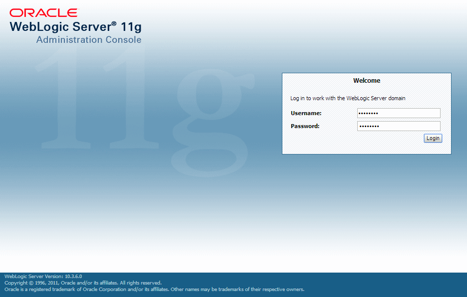 Oracle WebLogic login page