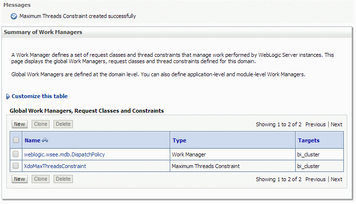 Click New to create the Work Manager