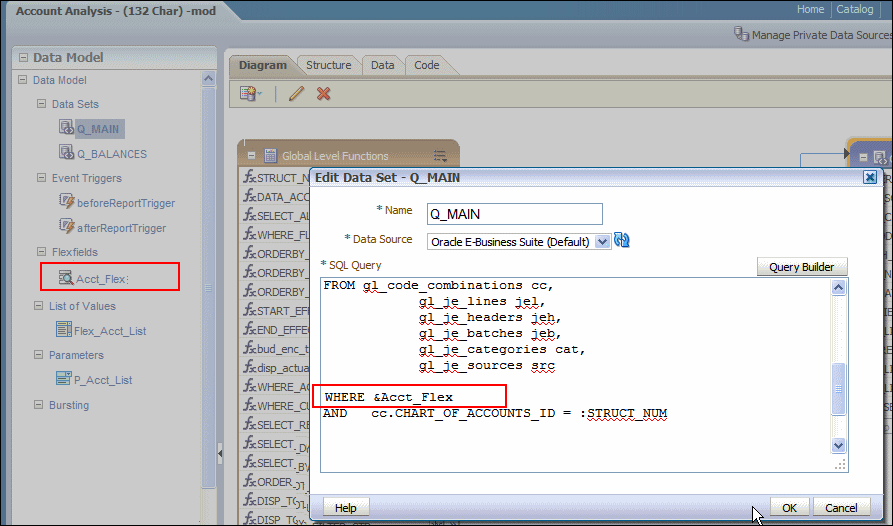 Referencing the flexfield in the SQL query