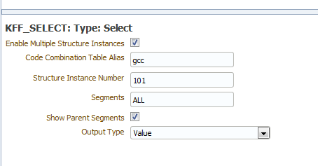 Fields for Select Type Flexfield